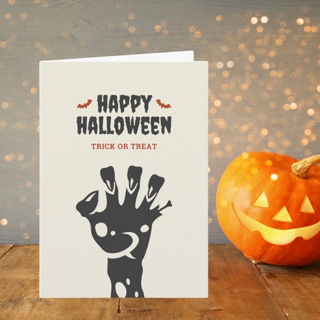 Happy Halloween Zombie Hand Trick or Treat Card (Creator Uploaded)
