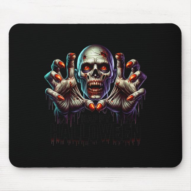Happy Halloween Zombie Hands Funny Halloween Costu Mouse Pad (Front)