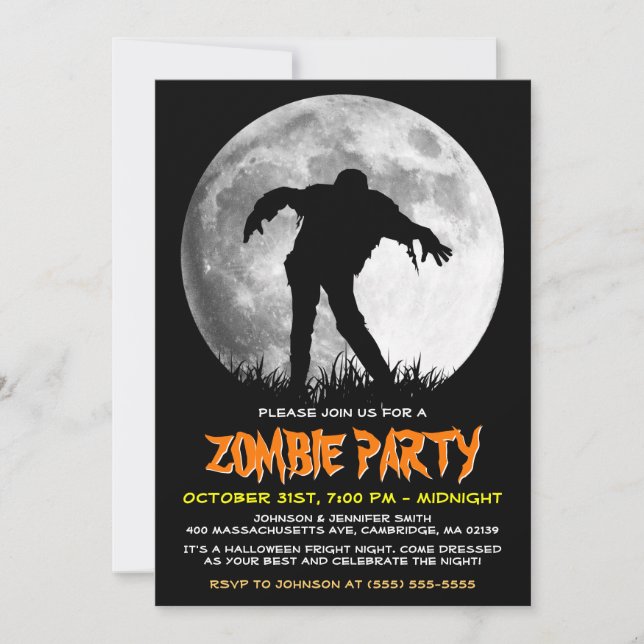 Happy Halloween Zombie Rises Apocalypse Party Invitation (Front)
