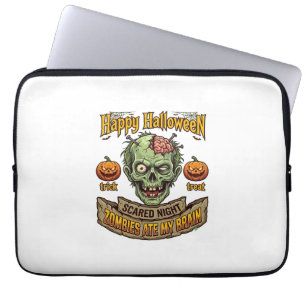 Happy Halloween Zombies Ate Brain Zombie Head Pump Laptop Sleeve