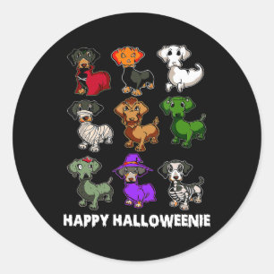 Happy Halloweenie Dachshund Dachshund Halloween Gi Classic Round Sticker