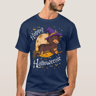 Happy Halloweenie Dachshund Dog Halloween Witch T-Shirt