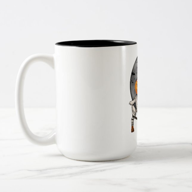 Happy Halloweenie Dachshund Mummy Dog  Two-Tone Coffee Mug (Left)