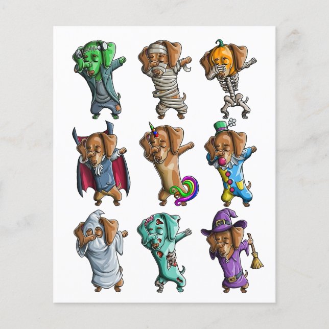 Happy Halloweenie Dachshund Mummy Doxie Dog Hallow Flyer (Front)