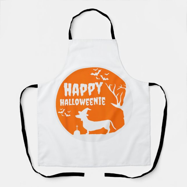 Happy Halloweenie Dachshund Wiener Dog Halloween  Apron (Front)