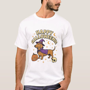 Happy Halloweenie Dachshund Witch Dog T-Shirt