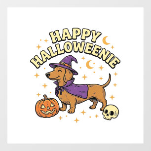 Happy Halloweenie Dachshund Witch Dog T-Shirt_1