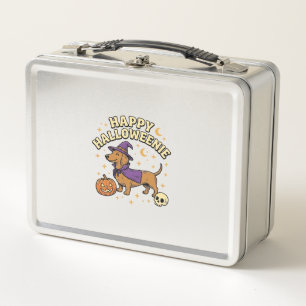 Happy Halloweenie Dachshund Witch Dog T-Shirt_1 Metal Lunch Box