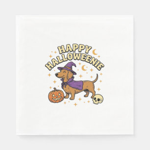 Happy Halloweenie Dachshund Witch Dog T-Shirt_1 Napkin