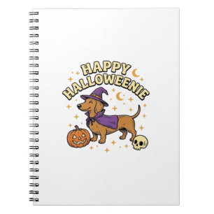 Happy Halloweenie Dachshund Witch Dog T-Shirt_1 Notebook