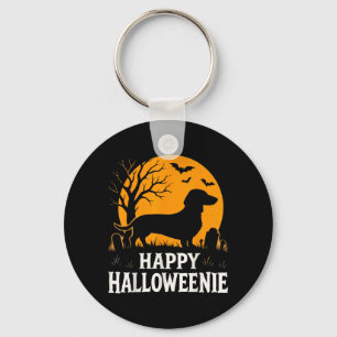Happy Halloweenie Funny Dachshund Dog Halloween Key Ring