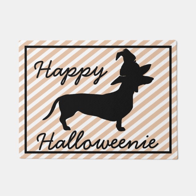 Happy Halloweenie Halloween Dachshund Doormat (Front)