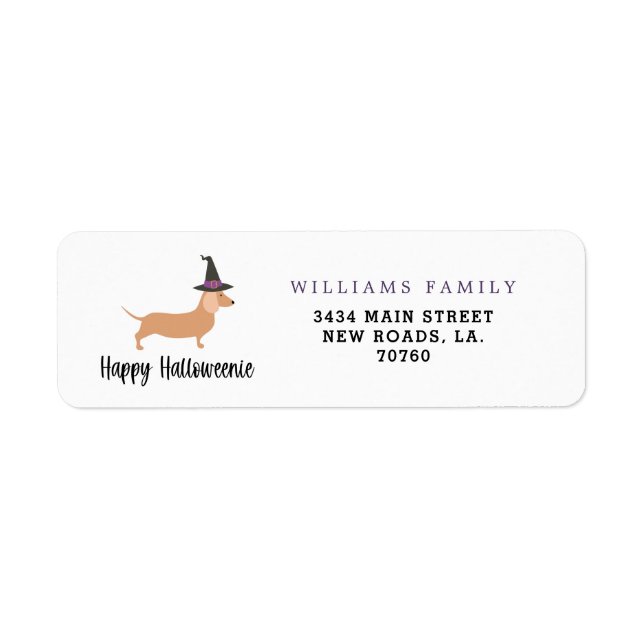 Happy Halloweenie Halloween Return Address Label (Front)