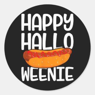 Happy Halloweenie Hot Dog Halloween Classic Round Sticker