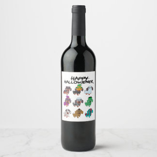Happy Halloweenie Tee Halloween Dachshund Dog Idea Wine Label