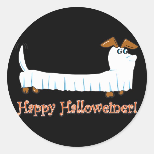 Happy-Halloweiner Classic Round Sticker (Front)