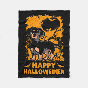 Happy Halloweiner Dachshund Halloween Wiener Dog Fleece Blanket