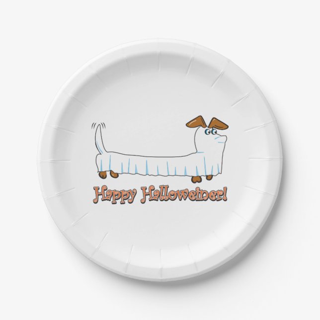 Happy Halloweiner Dachshund Paper Plate (Front)
