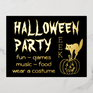Happy Hallowen Party Invitation with foil Postcard