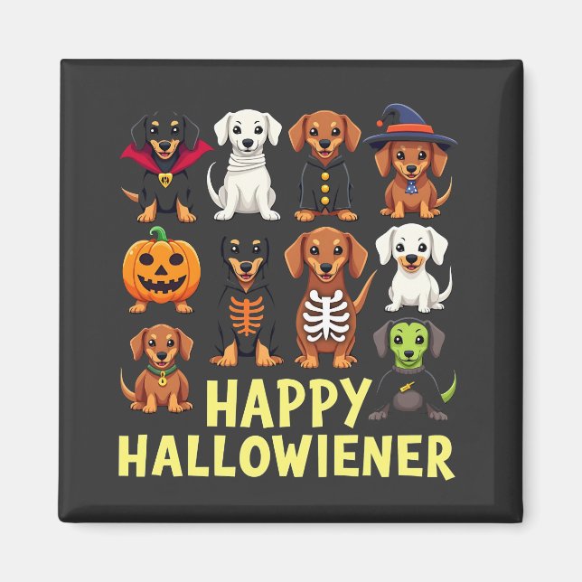 Happy Hallowiener Spooky Halloween Dog Weiner  Magnet (Front)
