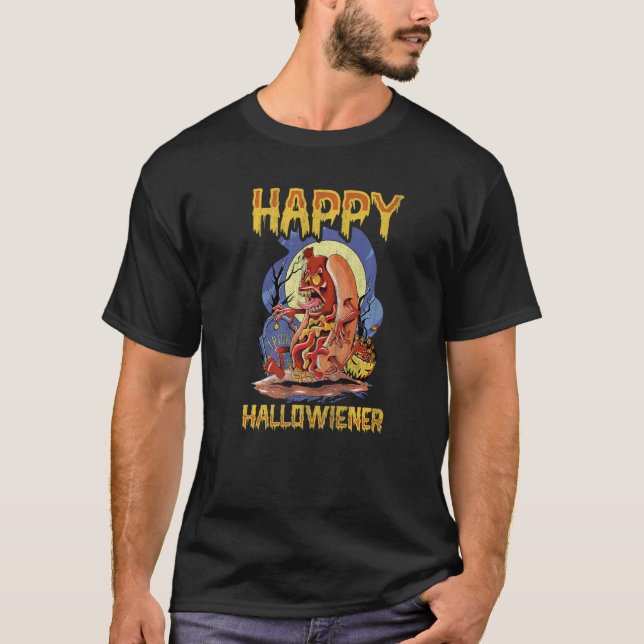 Happy Hallowiener Wiener in Zombie Costume  Wiener T-Shirt (Front)