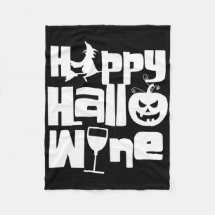 Happy Hallowine Funny Halloween Night Witch Pumpki Fleece Blanket