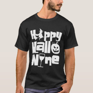 Happy Hallowine Funny Halloween Night Witch Pumpki T-Shirt