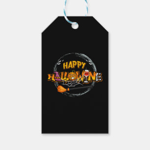 Happy Hallowine Funny Halloween Wine For Women Men Gift Tags