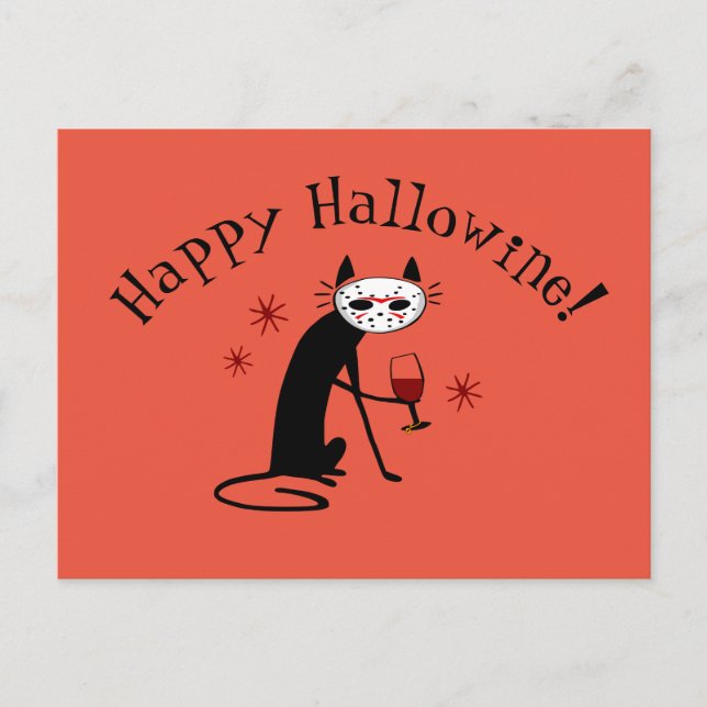 Happy Hallowine! Halloween Wine Pun Postcard (Front)