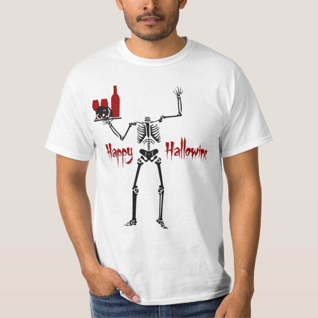 Happy Hallowine Headless Skeleton T-Shirt (Front)