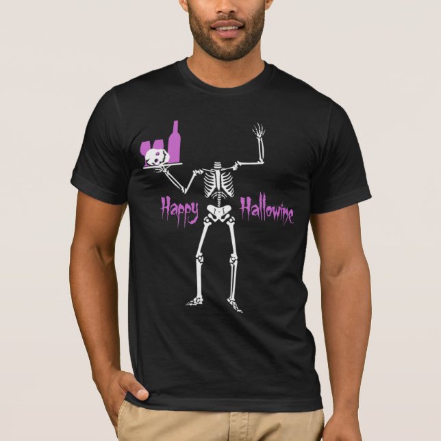 Happy Hallowine Headless Skeleton T-Shirt (Front)