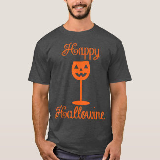Happy Hallowine Pumpkin Wine Glass Halloween 4417 T-Shirt