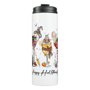 Happy HallowThankMas Wine Glass Thanksgiving Chris Thermal Tumbler