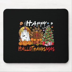 Happy Hallowthanksmas Fall Christmas Halloween Fam Mouse Pad