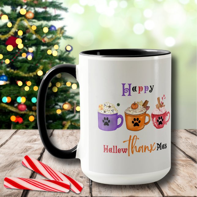 Happy Hallowthanksmas Hallowthanxmas Holiday  Mug (Happy HallowThanxMas! Perfect for Halloween, Thanksgiving, and the Christmas season!)