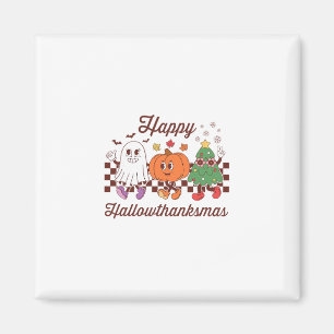 Happy Hallowthanksmas Retro Mascot Magnet