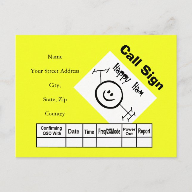 Happy Ham Logo Ham Radio QSL Cards (Front)