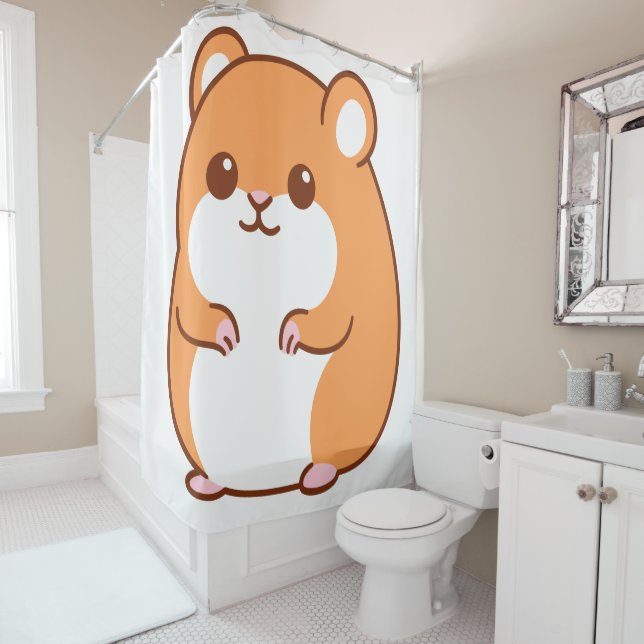 Happy Hamster Shower Curtain (In Situ)