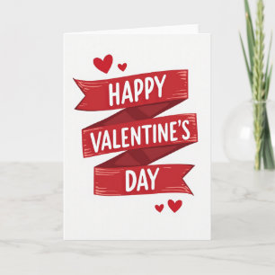 Happy Hand Drawn Ribbon Valentines Card