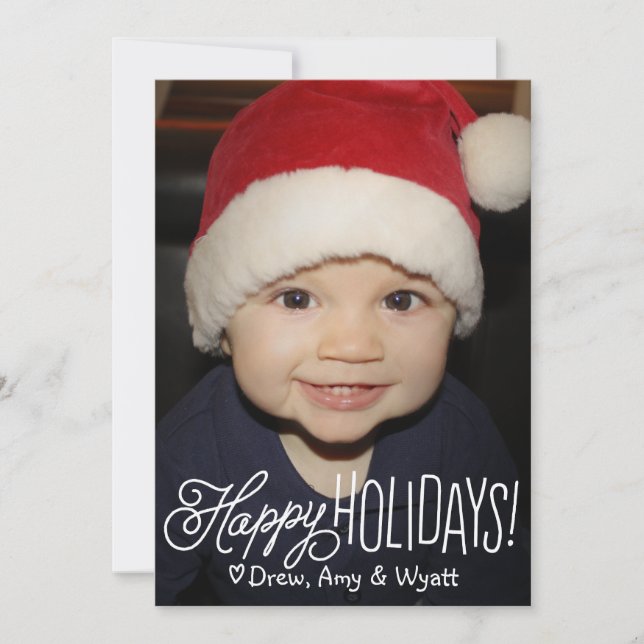 Happy Handwriting Holiday Photo Greeting Card (Front)