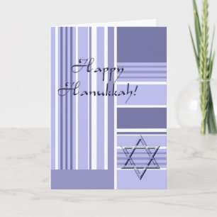 Happy Hannukah-Stripes with Star of David Holiday Card