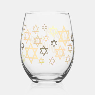 Happy Hannukah! Stylish Stemless Wine Glass