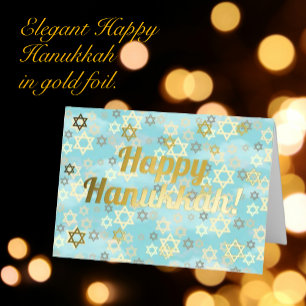 Happy Hannukkah Elegant Foil Holiday Card