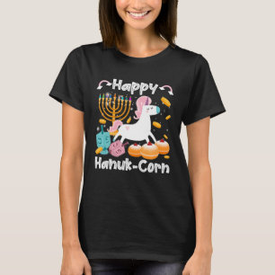 Happy Hanuk Corn Menorah Unicorn Hanukkah Jewish T-Shirt