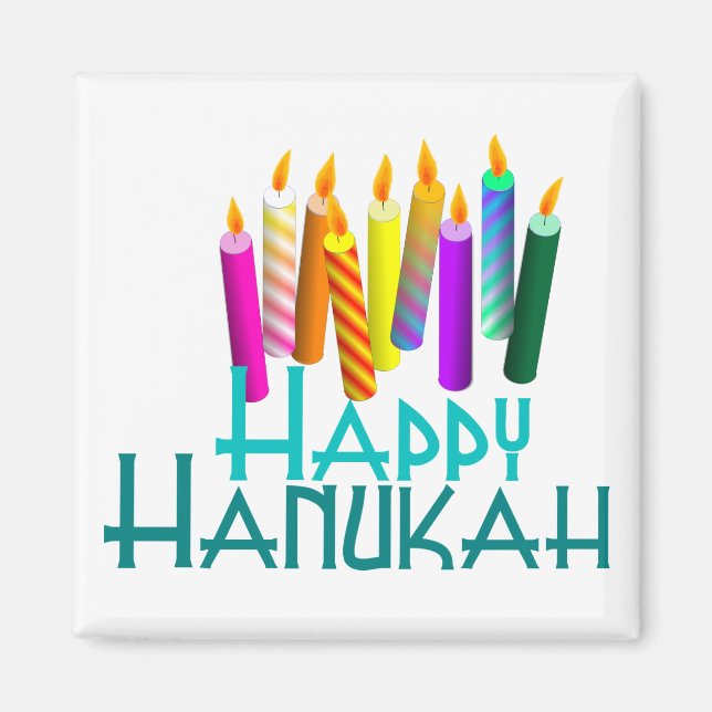 Happy Hanukah Candle Magnet (Front)