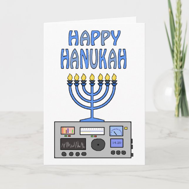 Happy Hanukah Ham Radio Greeting Card (Front)