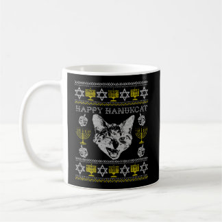 Happy Hanukcat Hannukah Jewish Cat Ugly Christmas  Coffee Mug