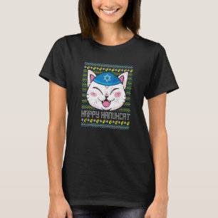 Happy Hanukcat Ugly Hanukkah Kitten Owner Chrismuk T-Shirt