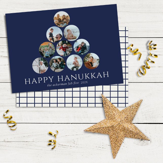 Happy Hanukkah 10 Photo Navy Blue White (Creator Uploaded)