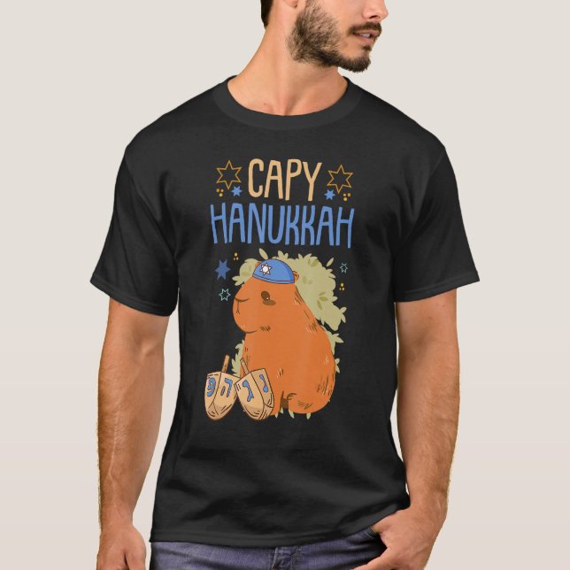 Happy Hanukkah 2022 Dreidel Menorah Capybara Capy  T-Shirt (Front)